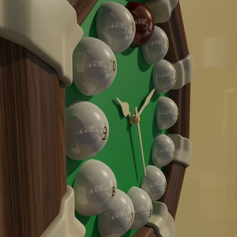 Wall clock billiard 3D model_2