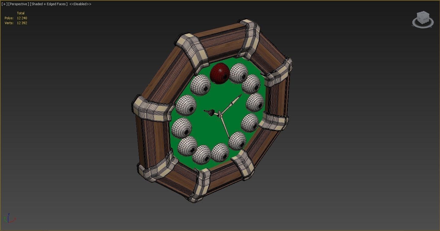 Wall clock billiard 3D model_12