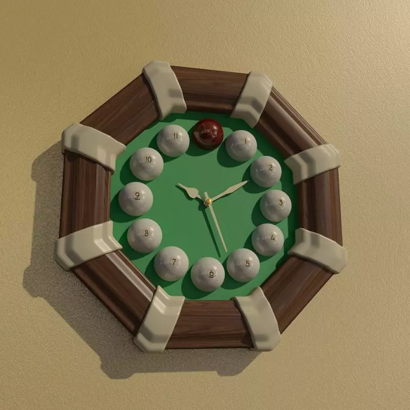 Wall clock billiard 3D model_0