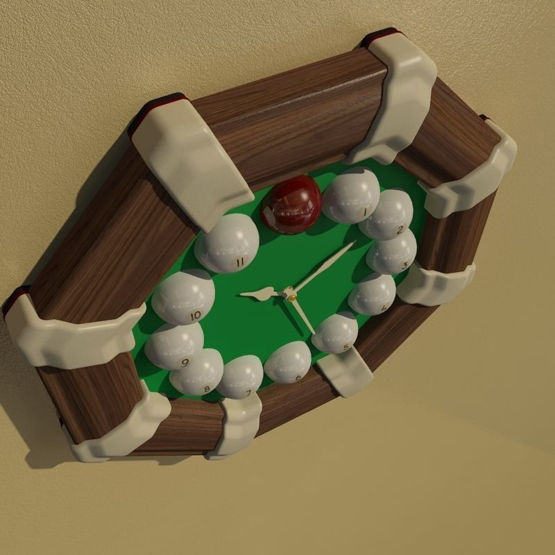 Wall clock billiard 3D model_4