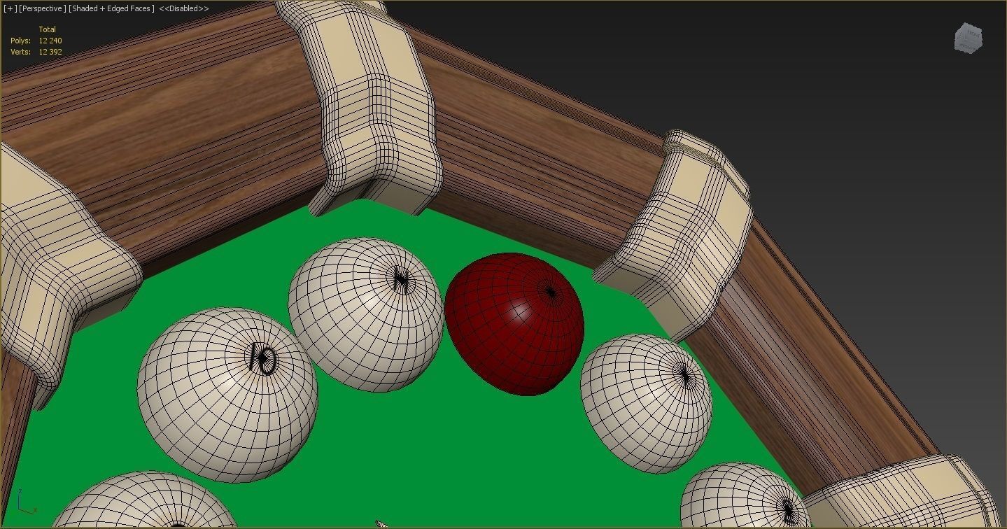 Wall clock billiard 3D model_16