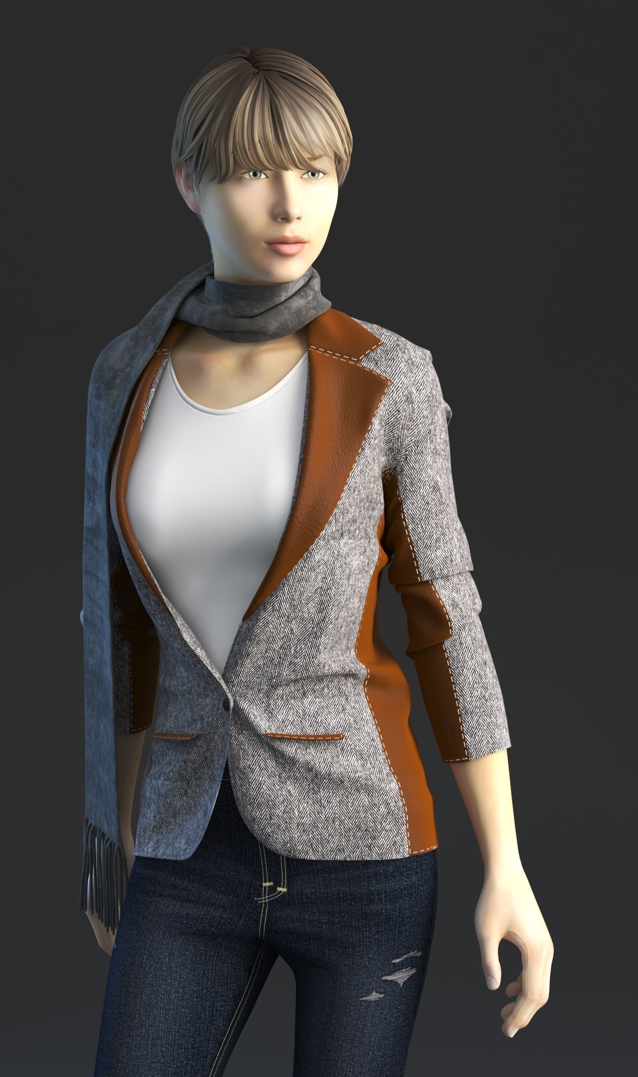 Jeans with jacket 3D model_6