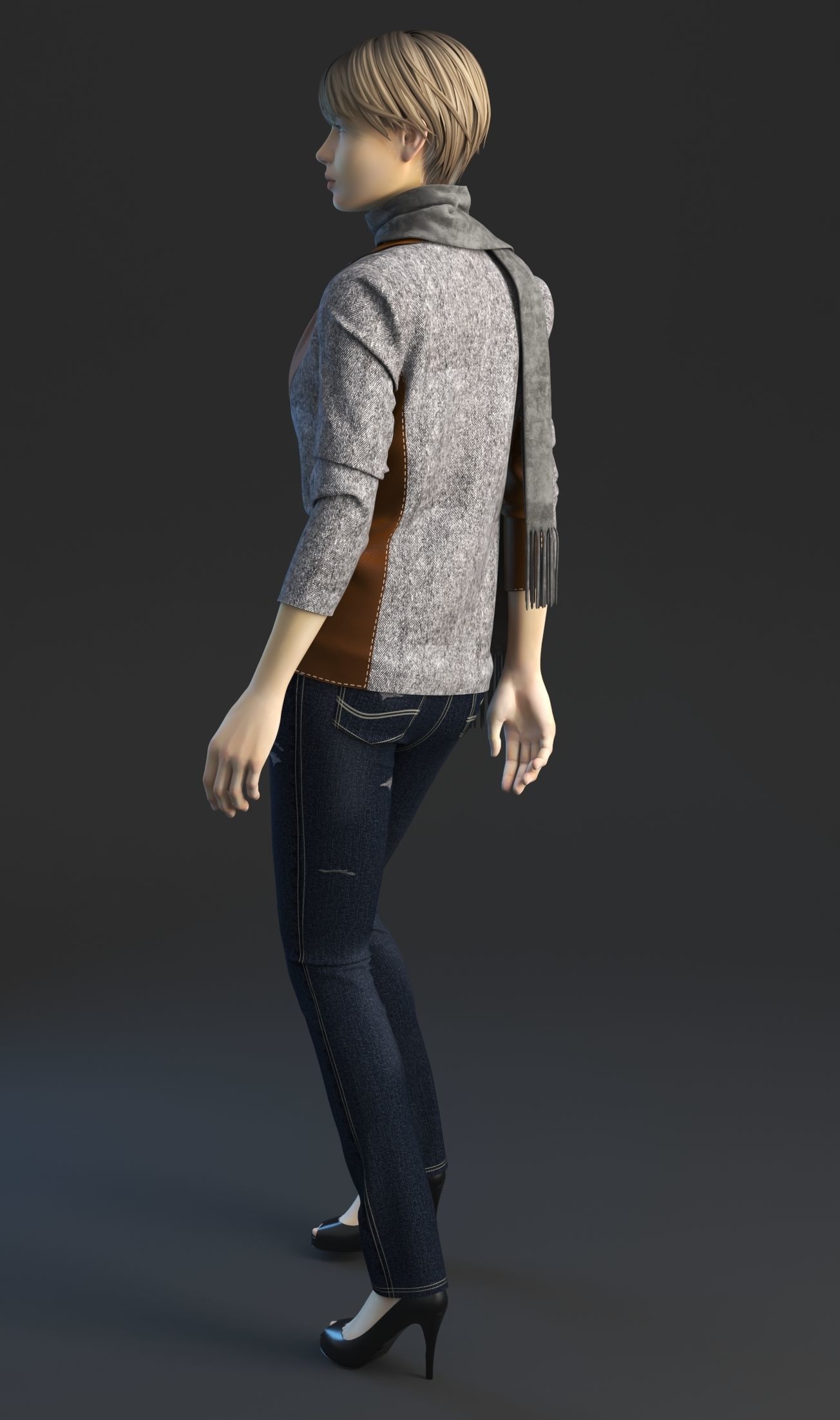 Jeans with jacket 3D model_4