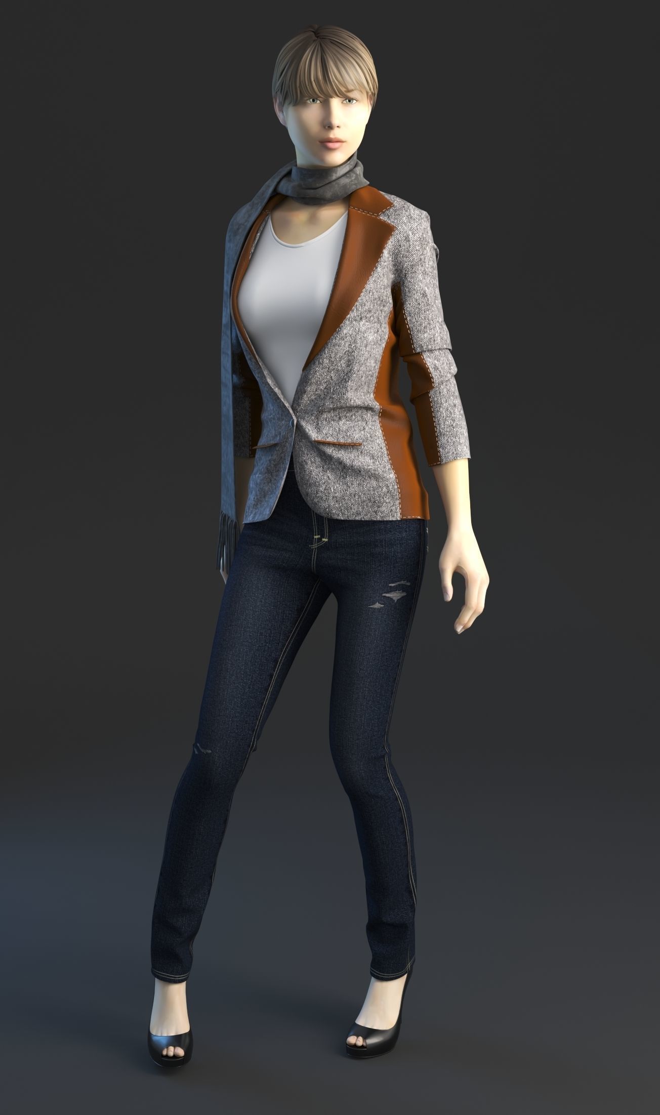 Jeans with jacket 3D model_1