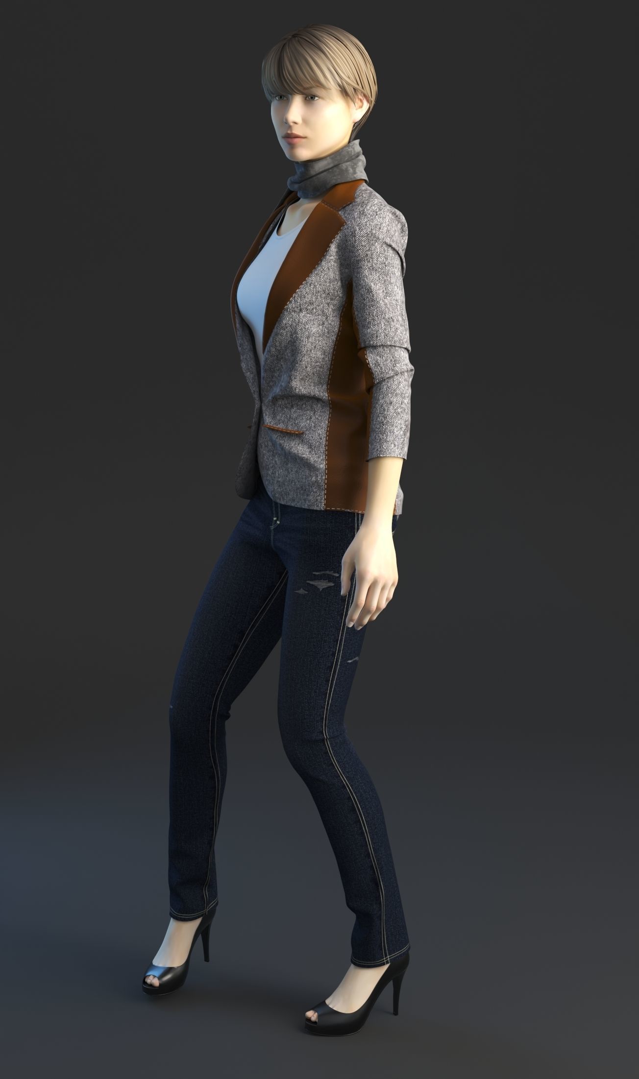 Jeans with jacket 3D model_5