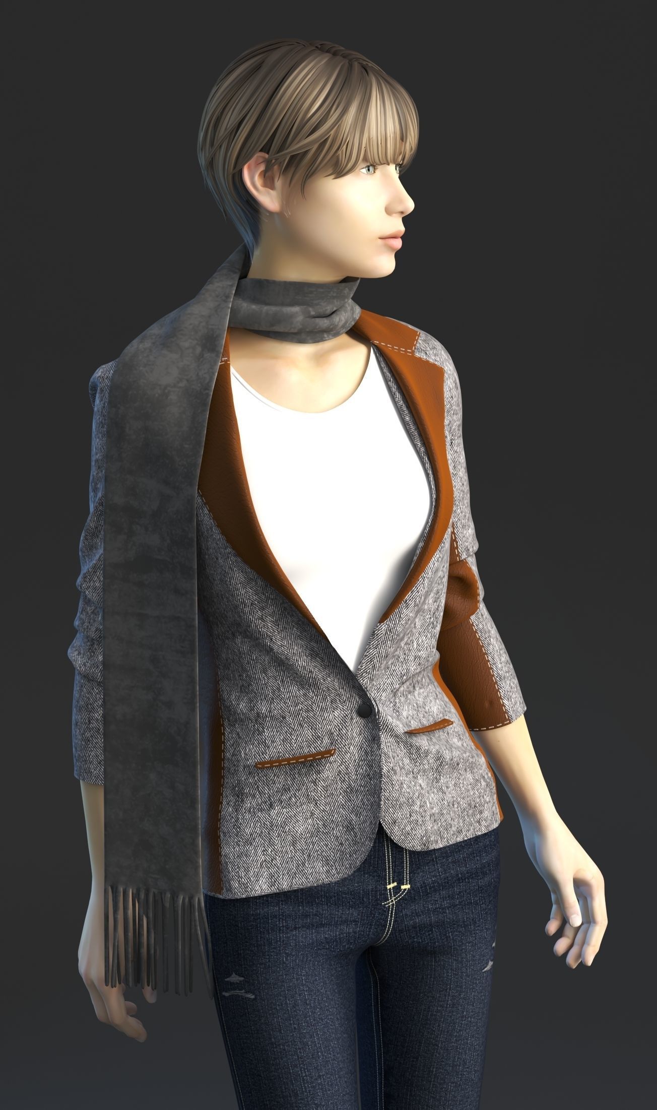 Jeans with jacket 3D model_7