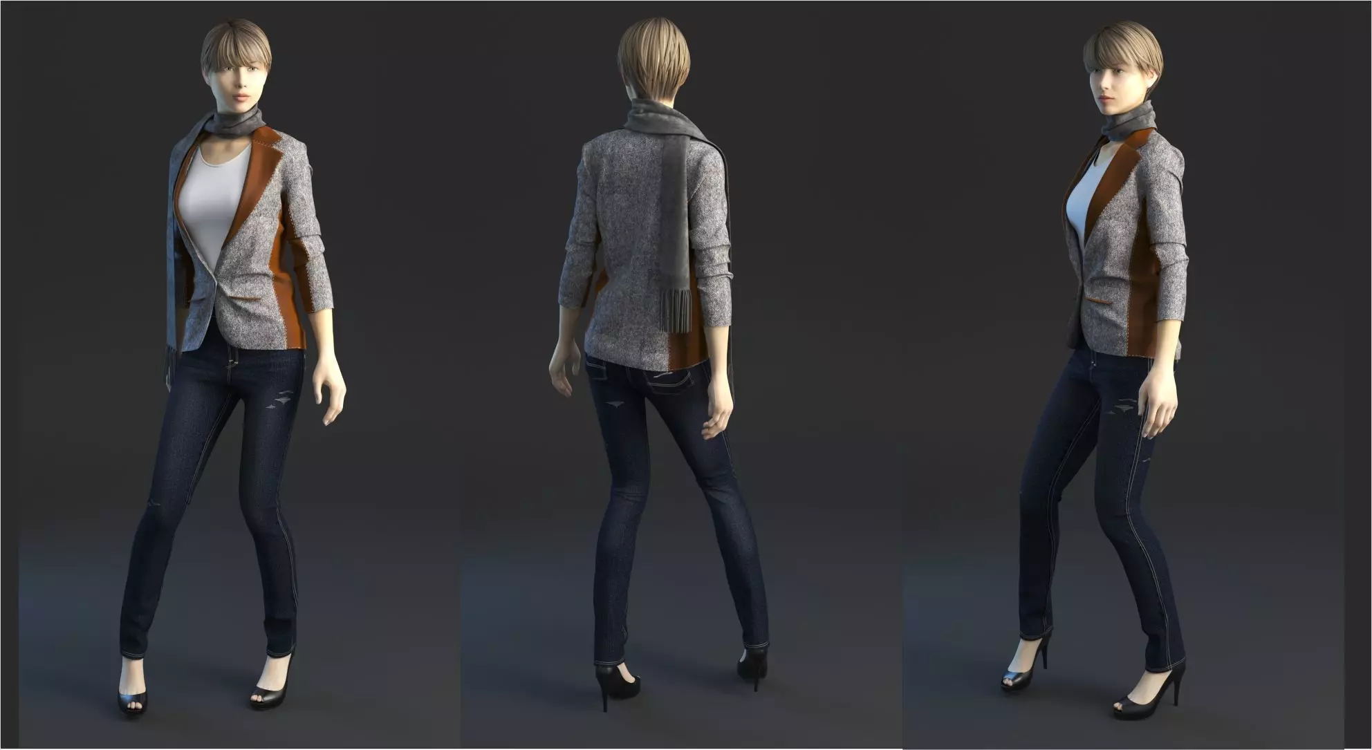 Jeans with jacket 3D model_0