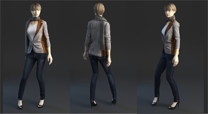 Jeans with jacket 3D model