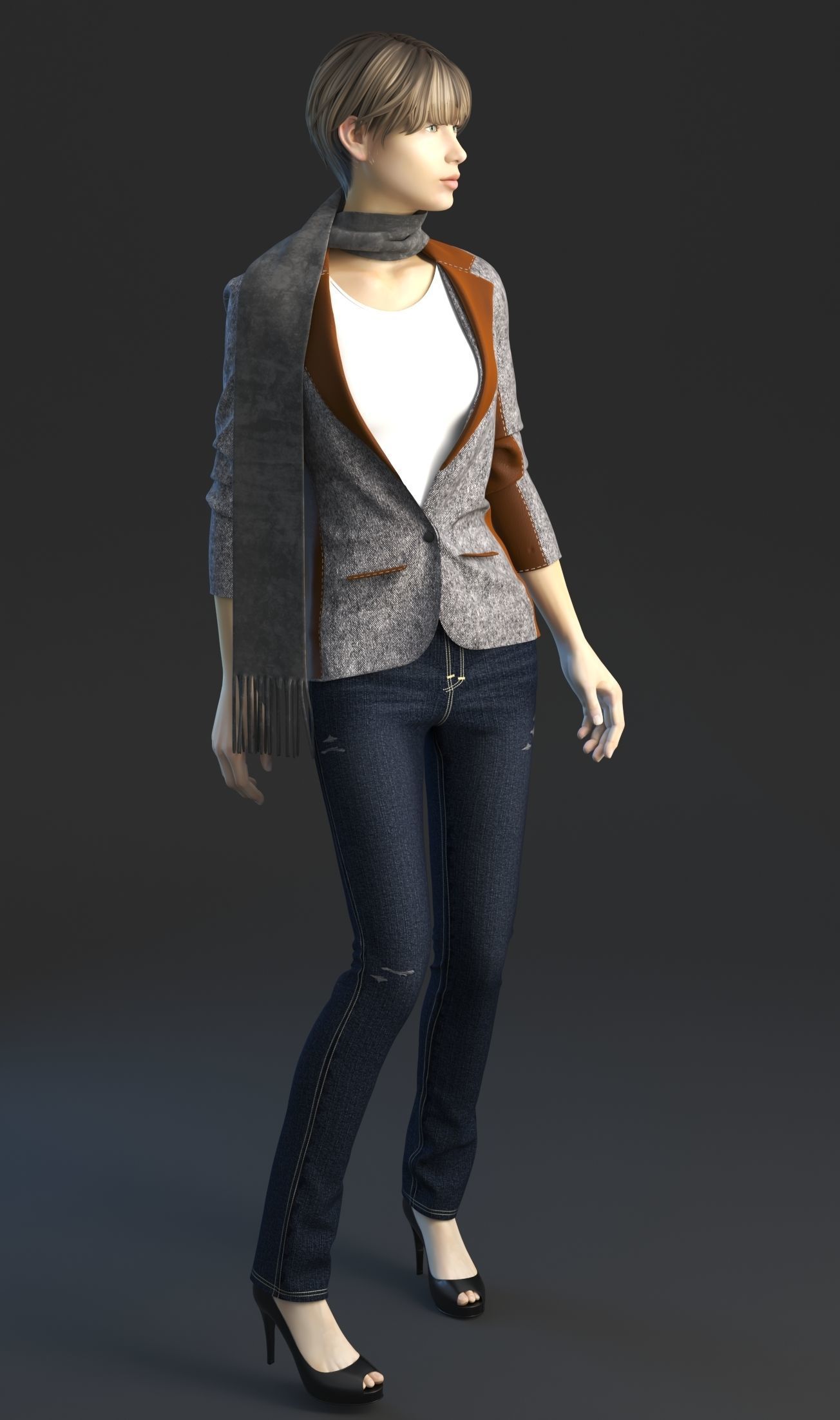 Jeans with jacket 3D model_2