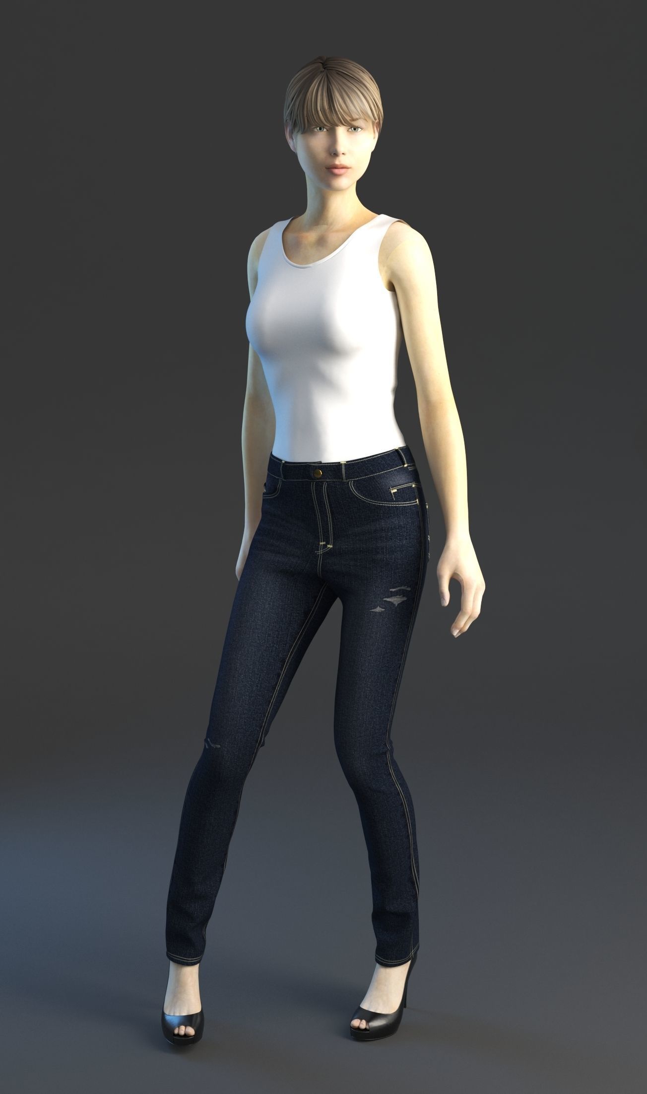 Jeans with jacket 3D model_8