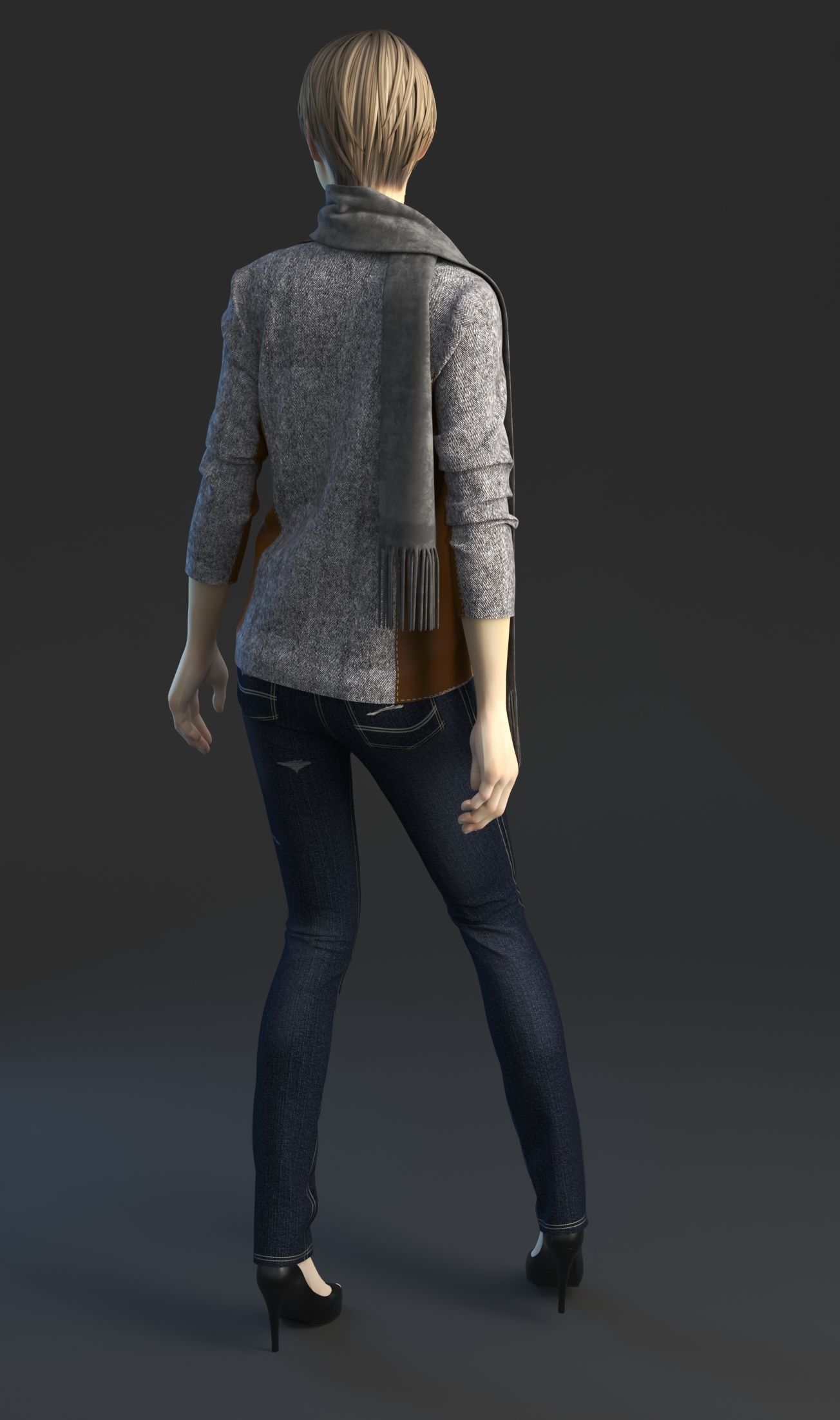 Jeans with jacket 3D model_3