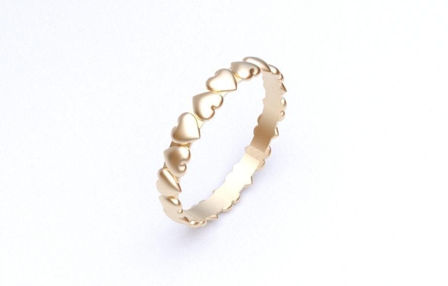 Model 157 Dished Heart Ring EU Size 3D print model_5