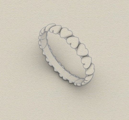 Model 157 Dished Heart Ring EU Size 3D print model_8