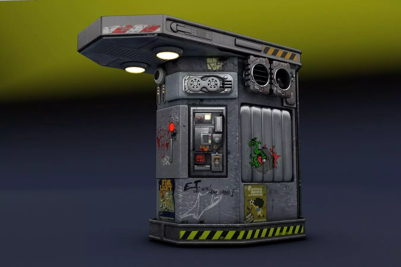 Futuristic Telephon Station 3D model_0