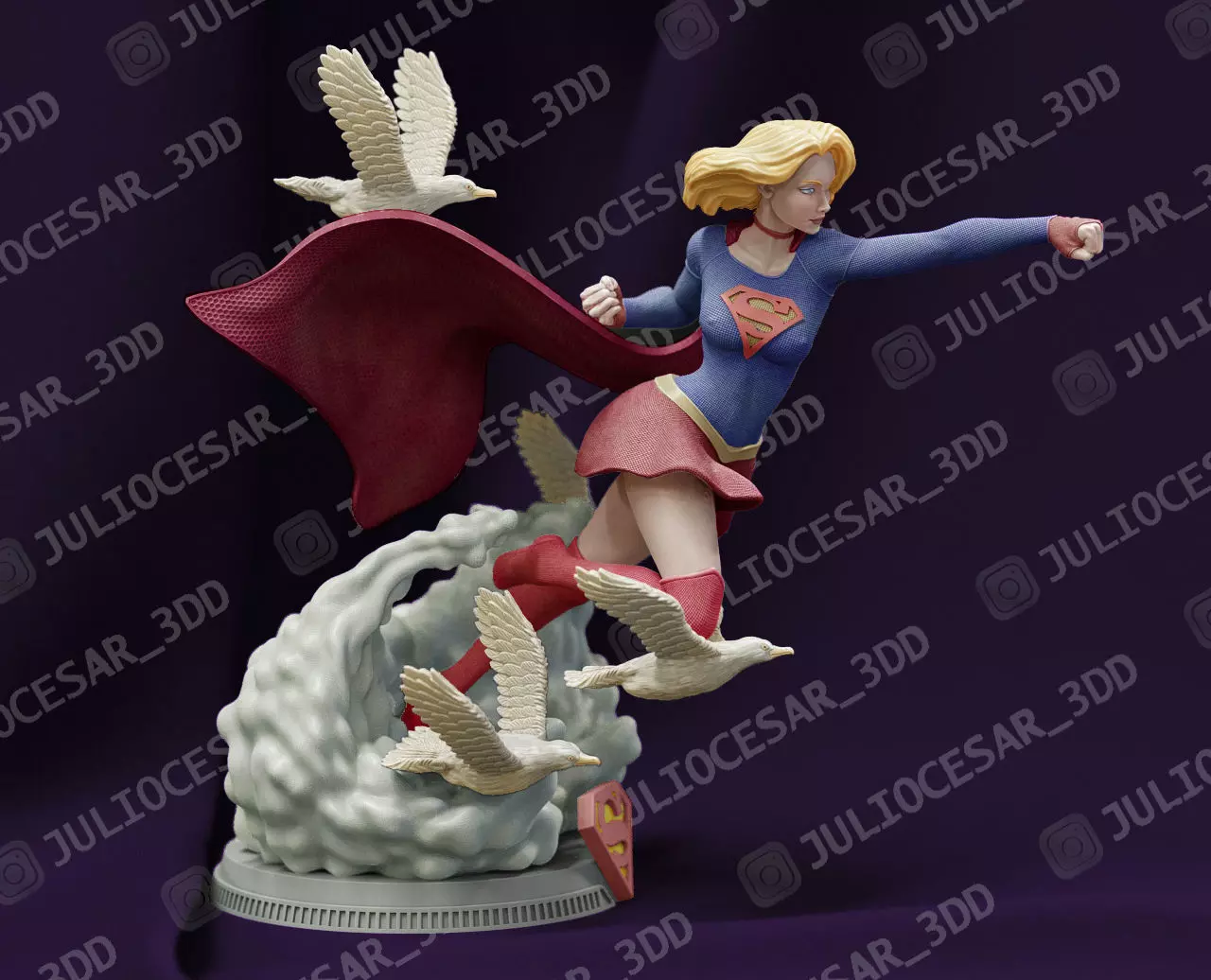 SuperGirl dc comics statue 3D print model_0