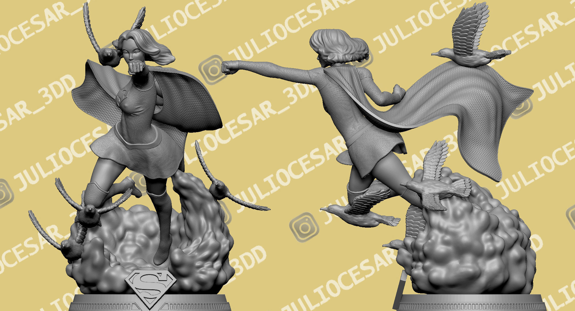 SuperGirl dc comics statue 3D print model_2