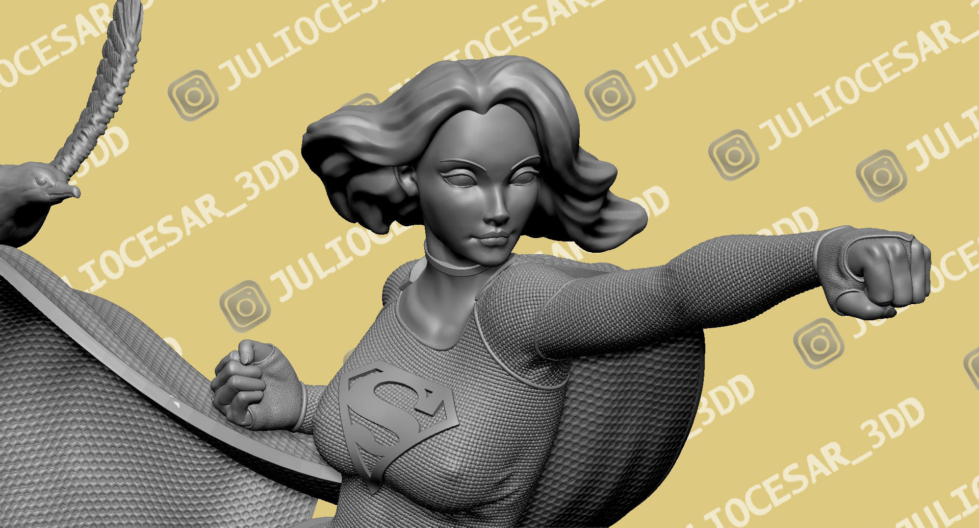 SuperGirl dc comics statue 3D print model_6