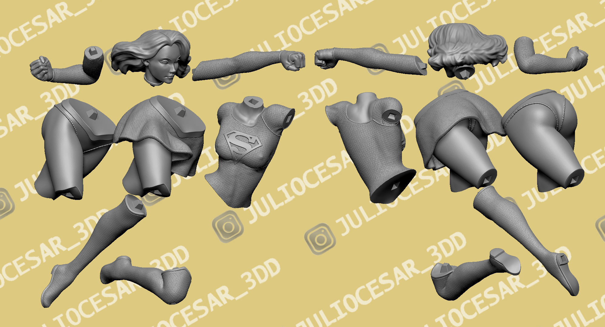 SuperGirl dc comics statue 3D print model_5