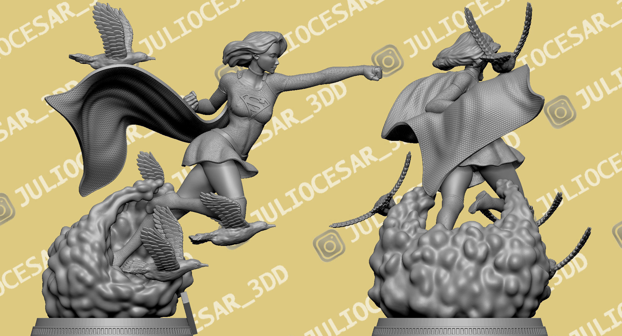 SuperGirl dc comics statue 3D print model_1