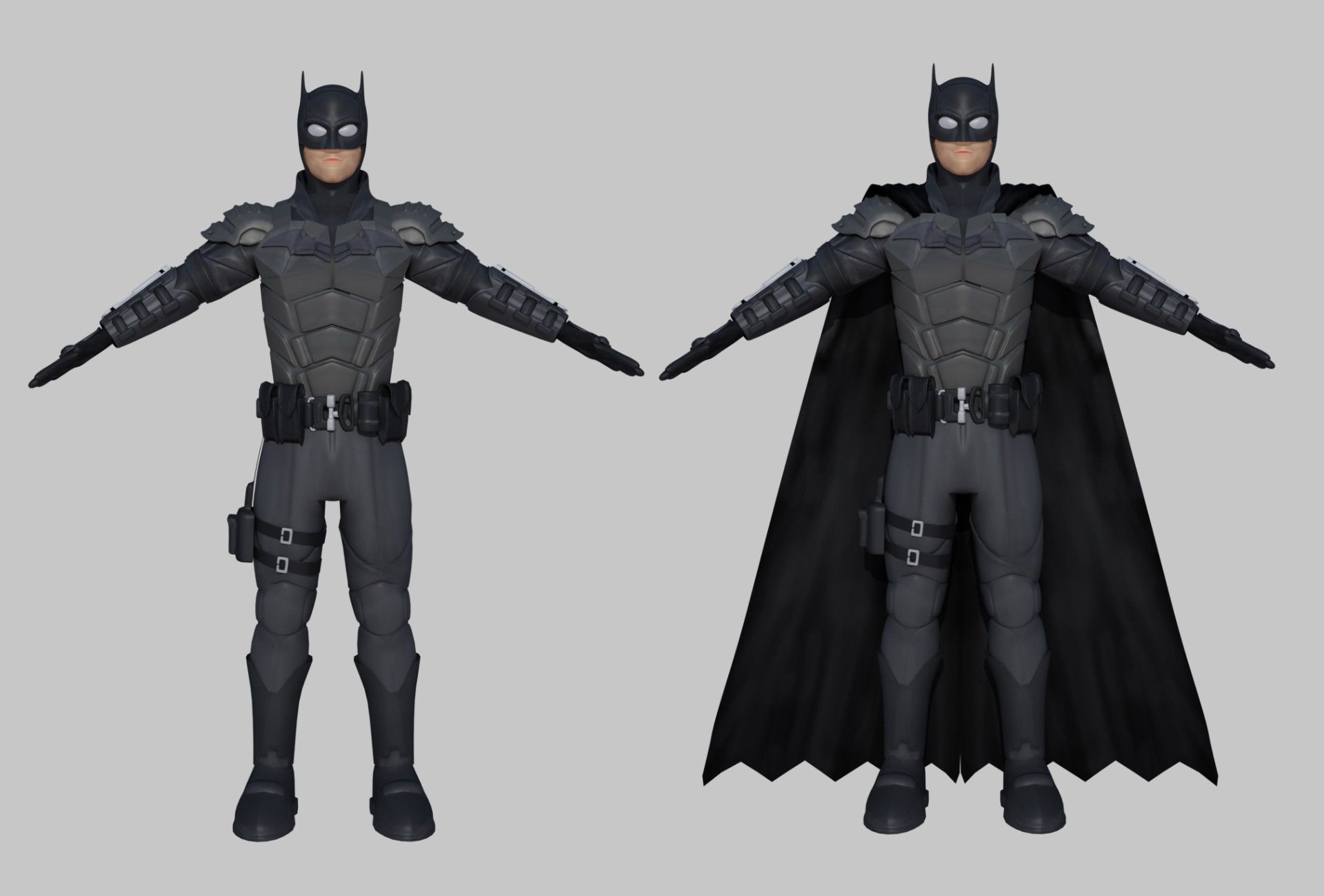 Low-Poly Batman 3D rigged model armour Cartoon 3D model_1