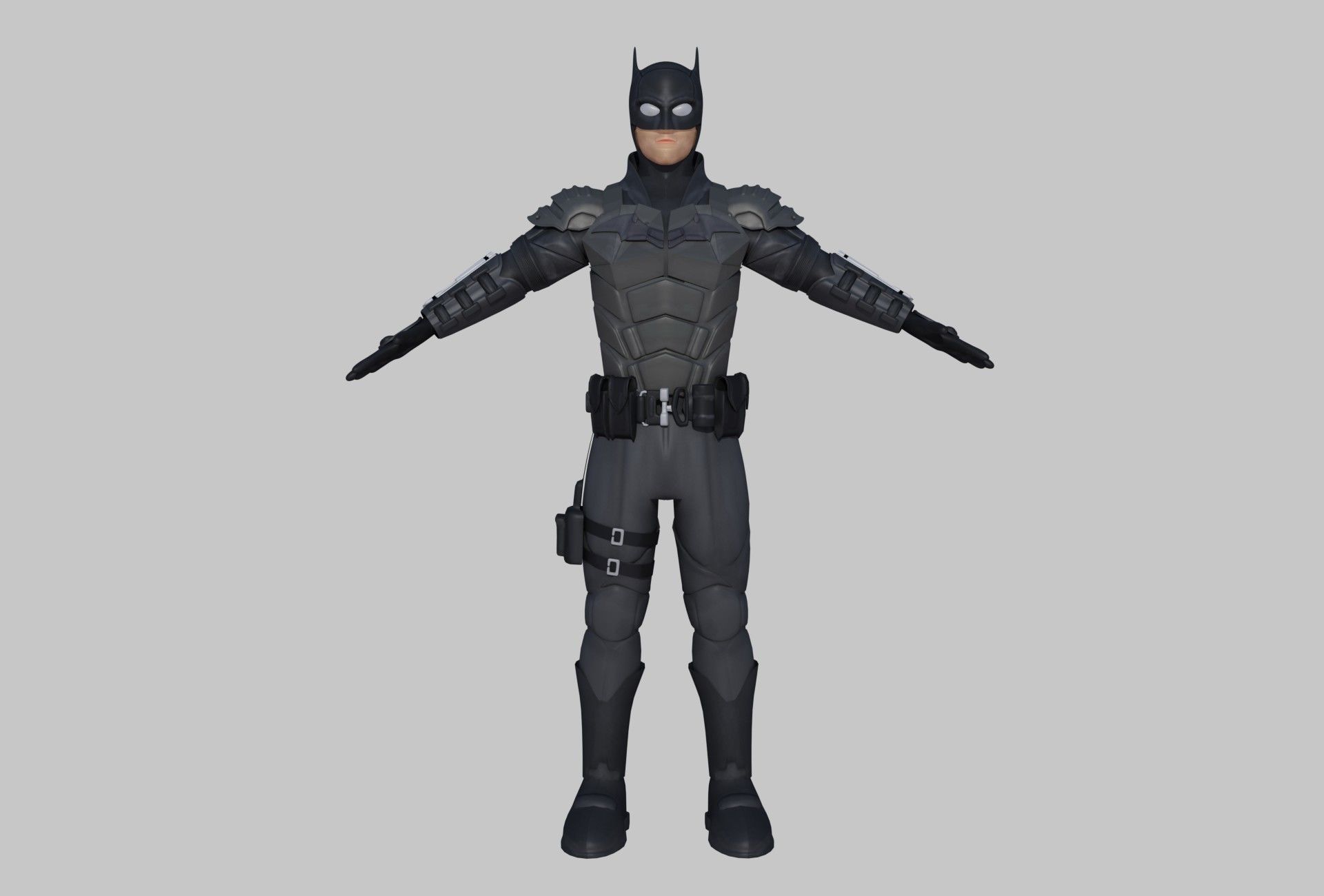 Low-Poly Batman 3D rigged model armour Cartoon 3D model_18