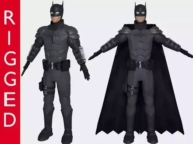Low-Poly Batman 3D rigged model armour Cartoon 3D model