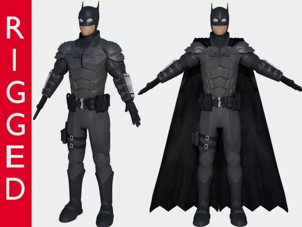 Low-Poly Batman 3D rigged model armour Cartoon 3D model_0