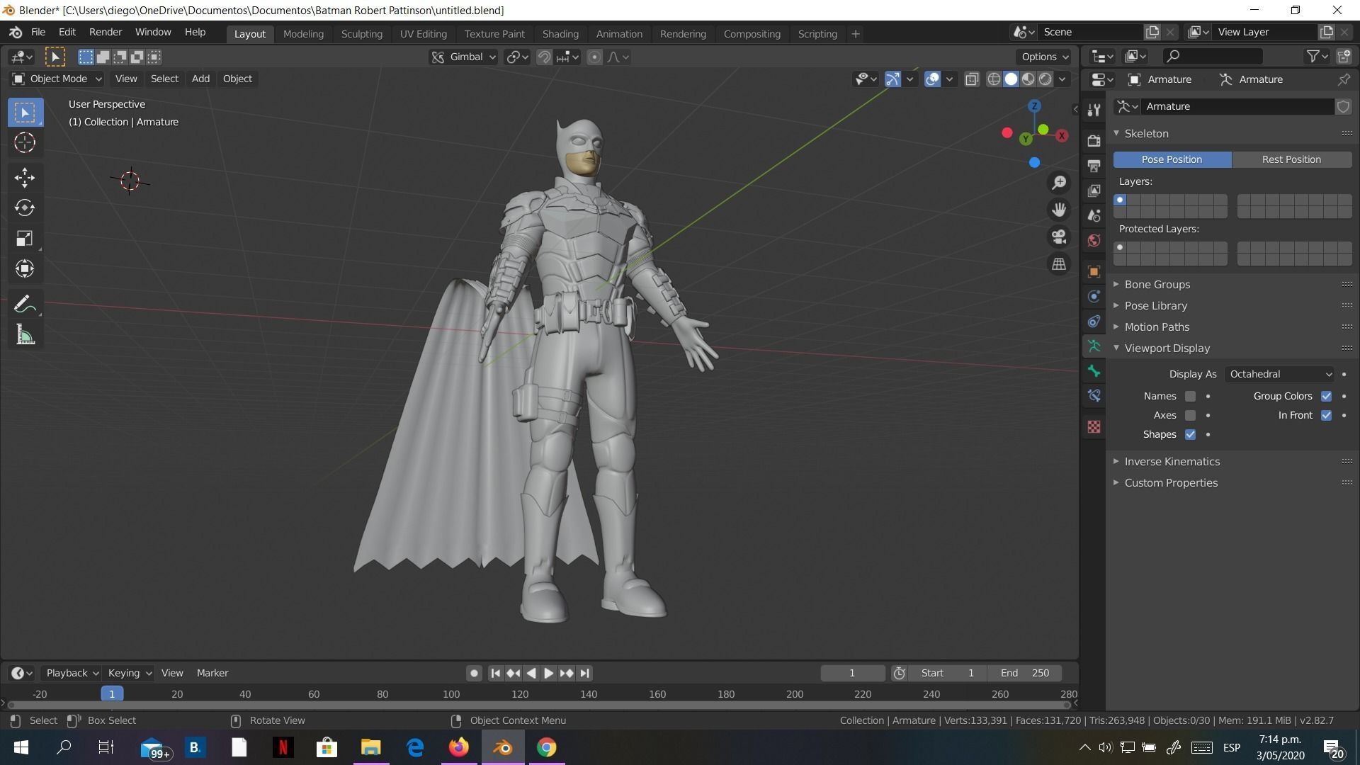 Low-Poly Batman 3D rigged model armour Cartoon 3D model_11