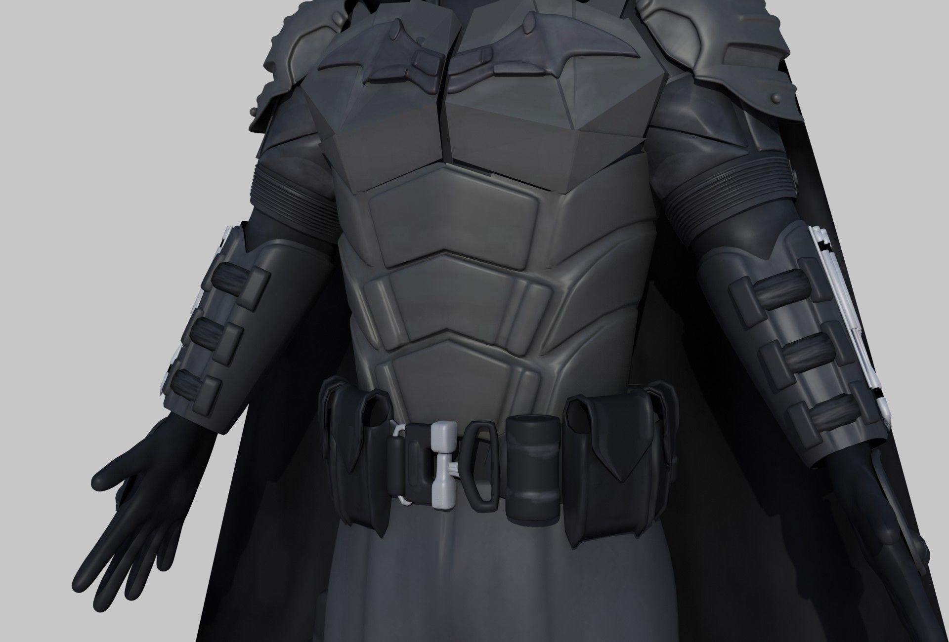 Low-Poly Batman 3D rigged model armour Cartoon 3D model_3