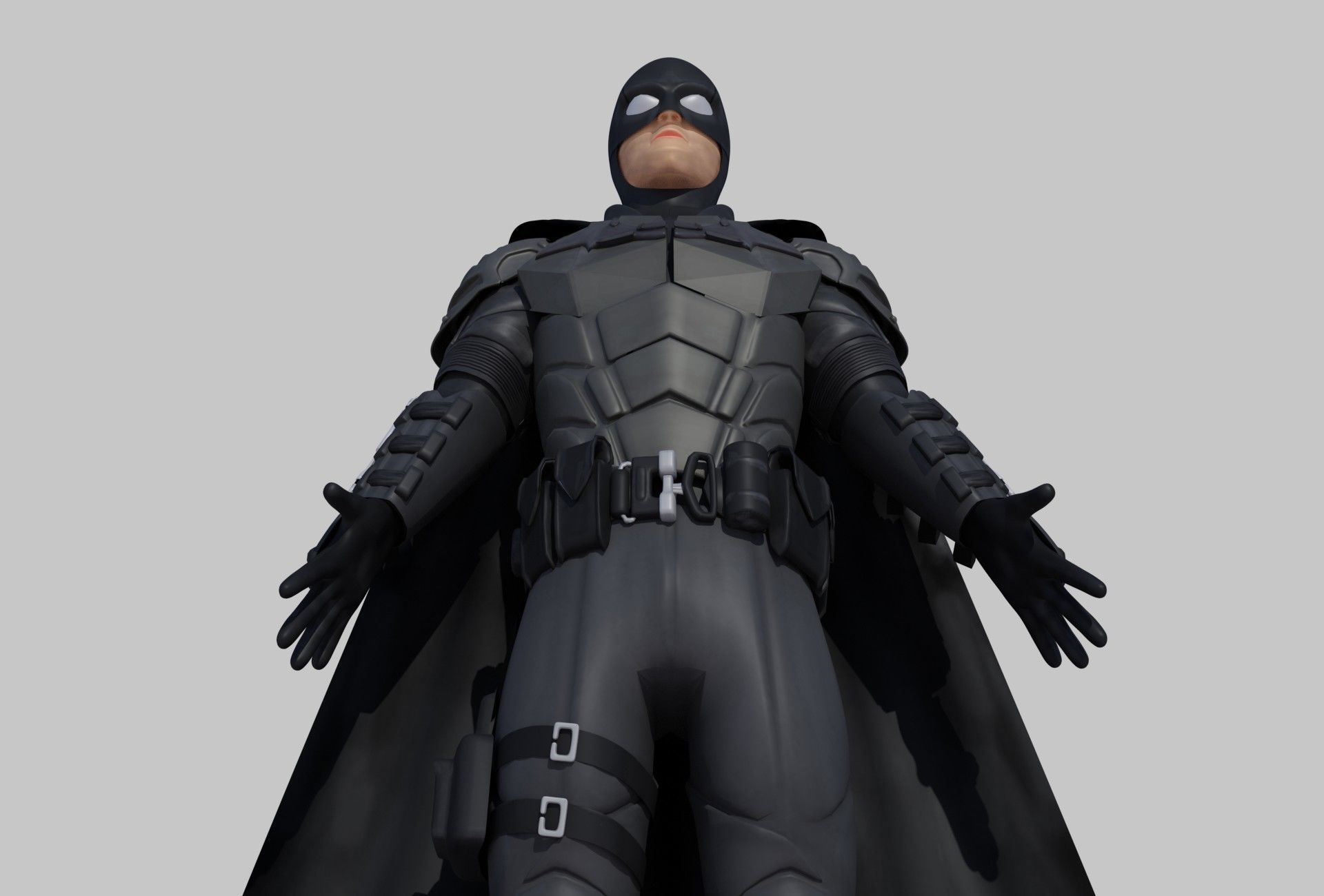 Low-Poly Batman 3D rigged model armour Cartoon 3D model_7
