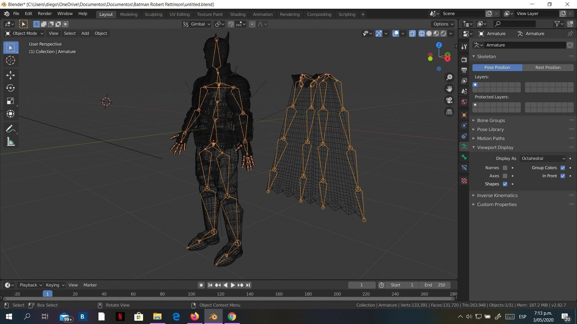 Low-Poly Batman 3D rigged model armour Cartoon 3D model_14