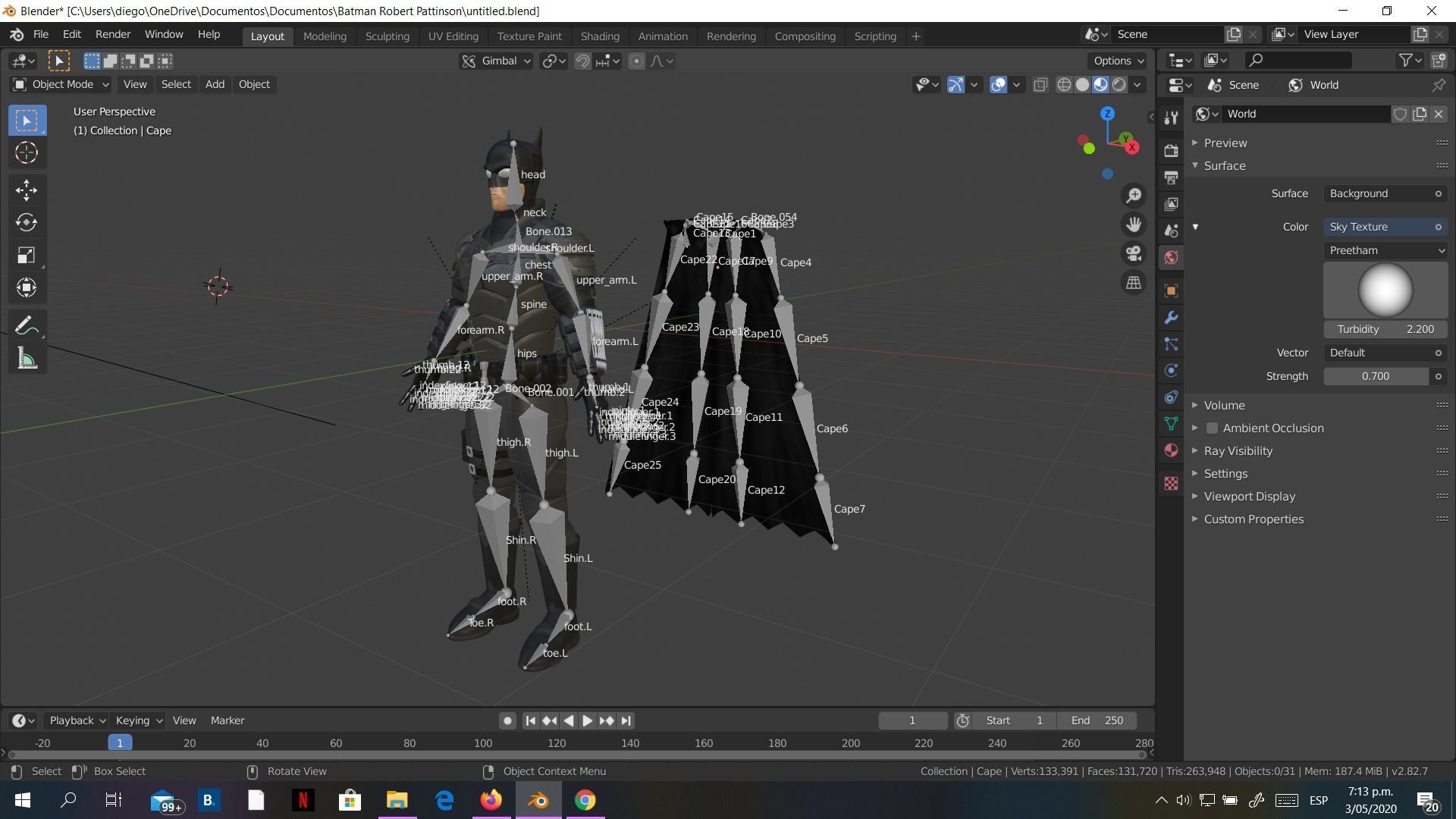 Low-Poly Batman 3D rigged model armour Cartoon 3D model_10