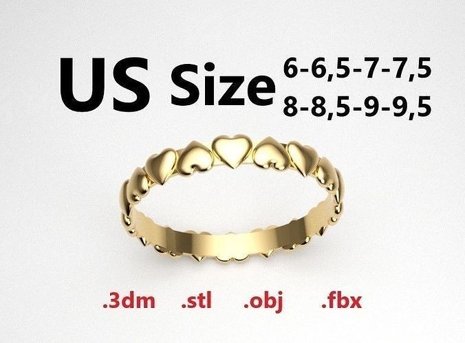 Model 158 Dished Heart Ring US Size 3D print model