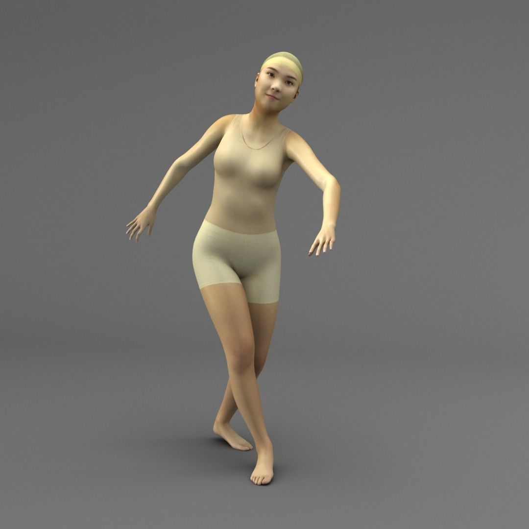 A Rigged Pretty Lady 3D model_2