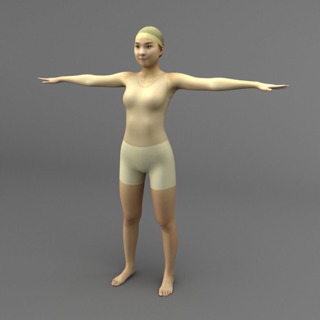 A Rigged Pretty Lady 3D model_1
