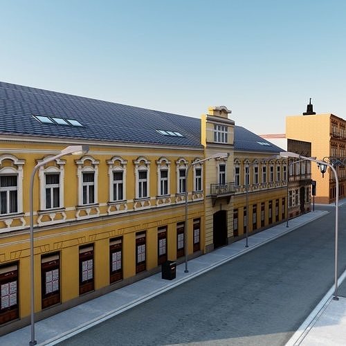 Realistic City with buildings and trees Low-poly 3D model 4