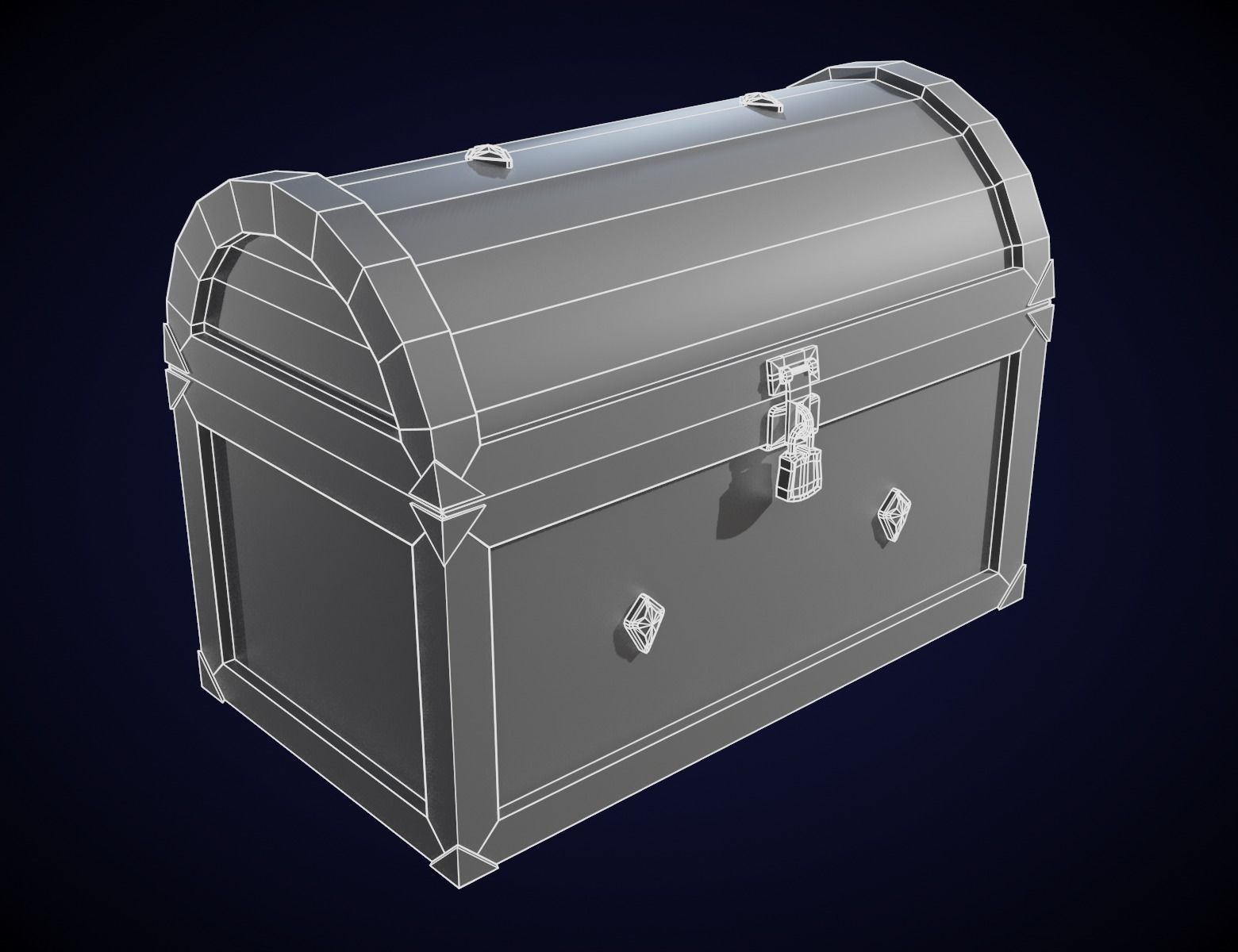 Old Chest Low-poly 3D model_5