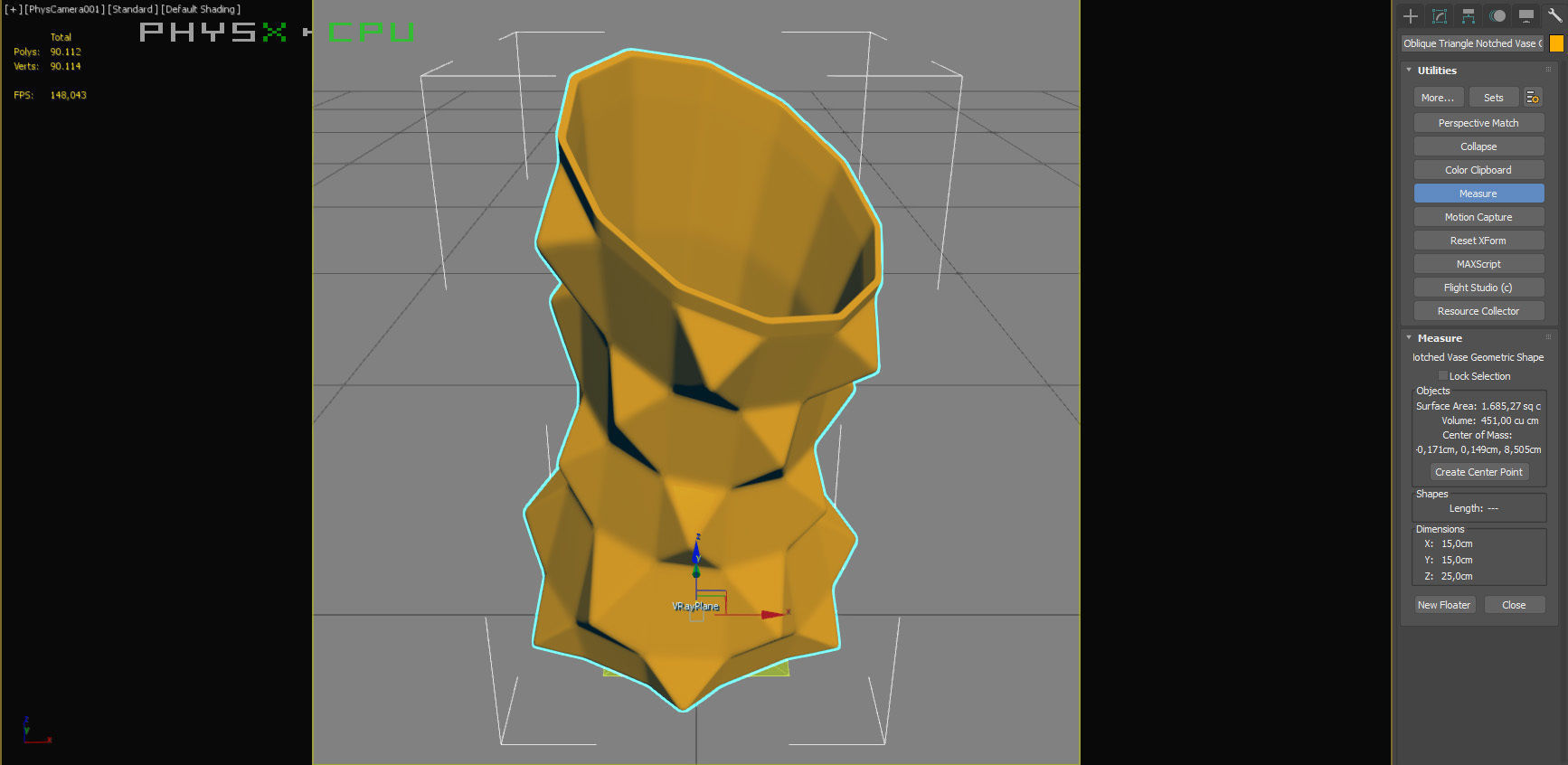 Oblique Triangle Notched Vase Geometric Shape 3D Printing Model 3D print model_2