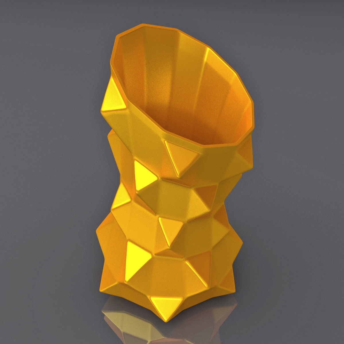 Oblique Triangle Notched Vase Geometric Shape 3D Printing Model 3D print model_1