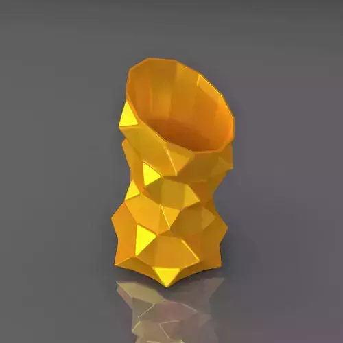 Oblique Triangle Notched Vase Geometric Shape 3D Printing Model