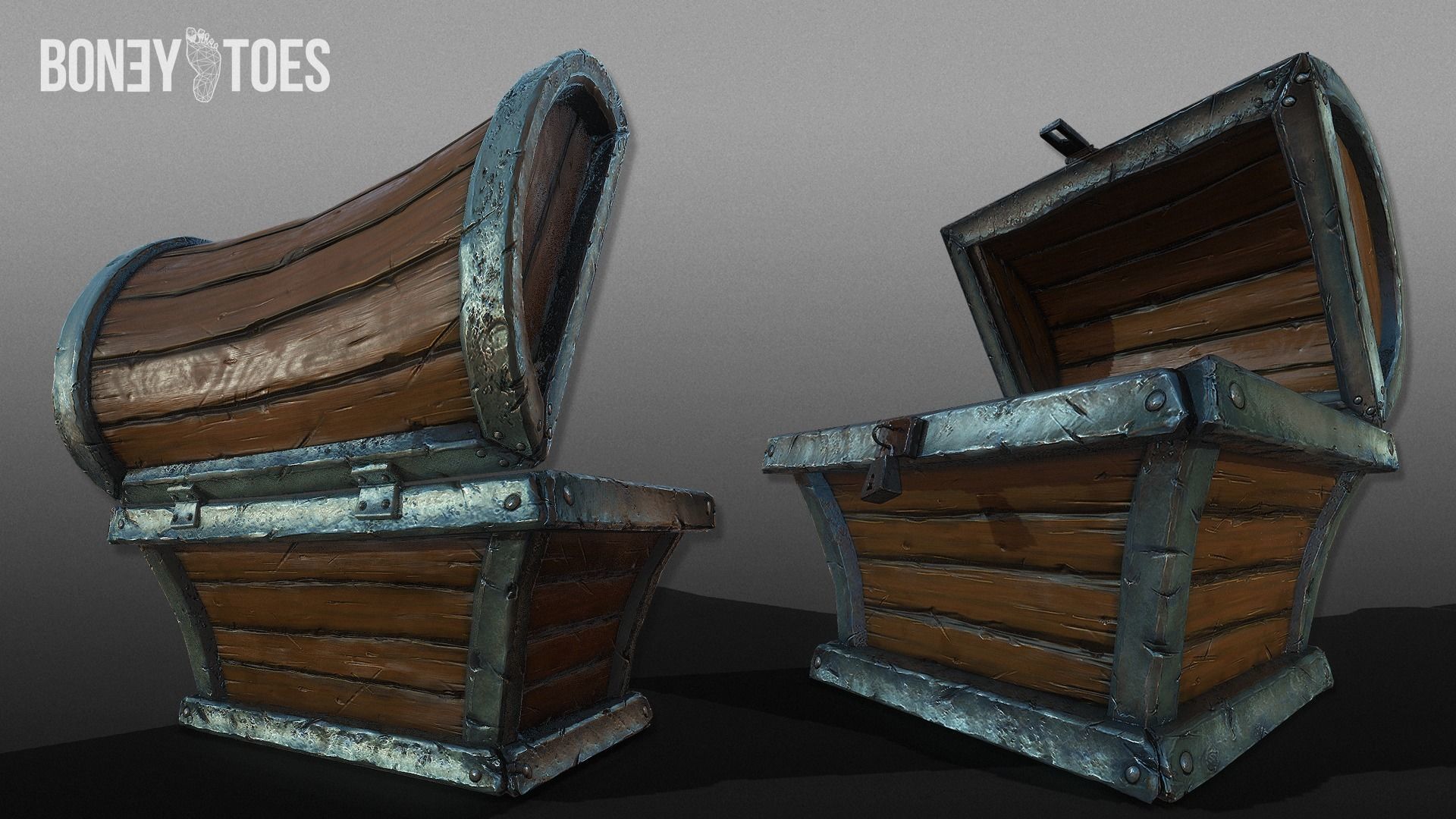 Treasure Chest Trunk - Game Ready Low-poly 3D model_9