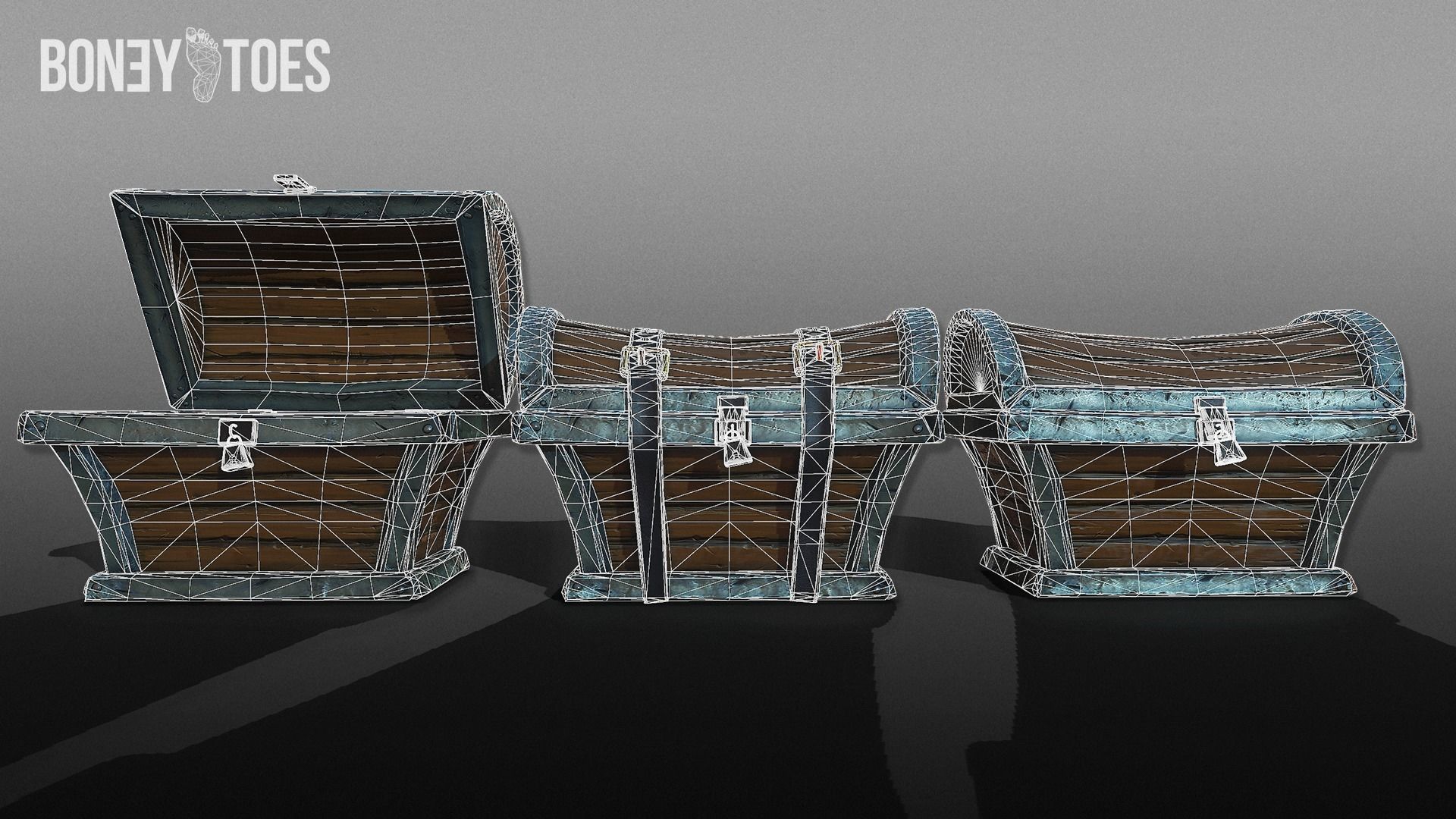 Treasure Chest Trunk - Game Ready Low-poly 3D model_12