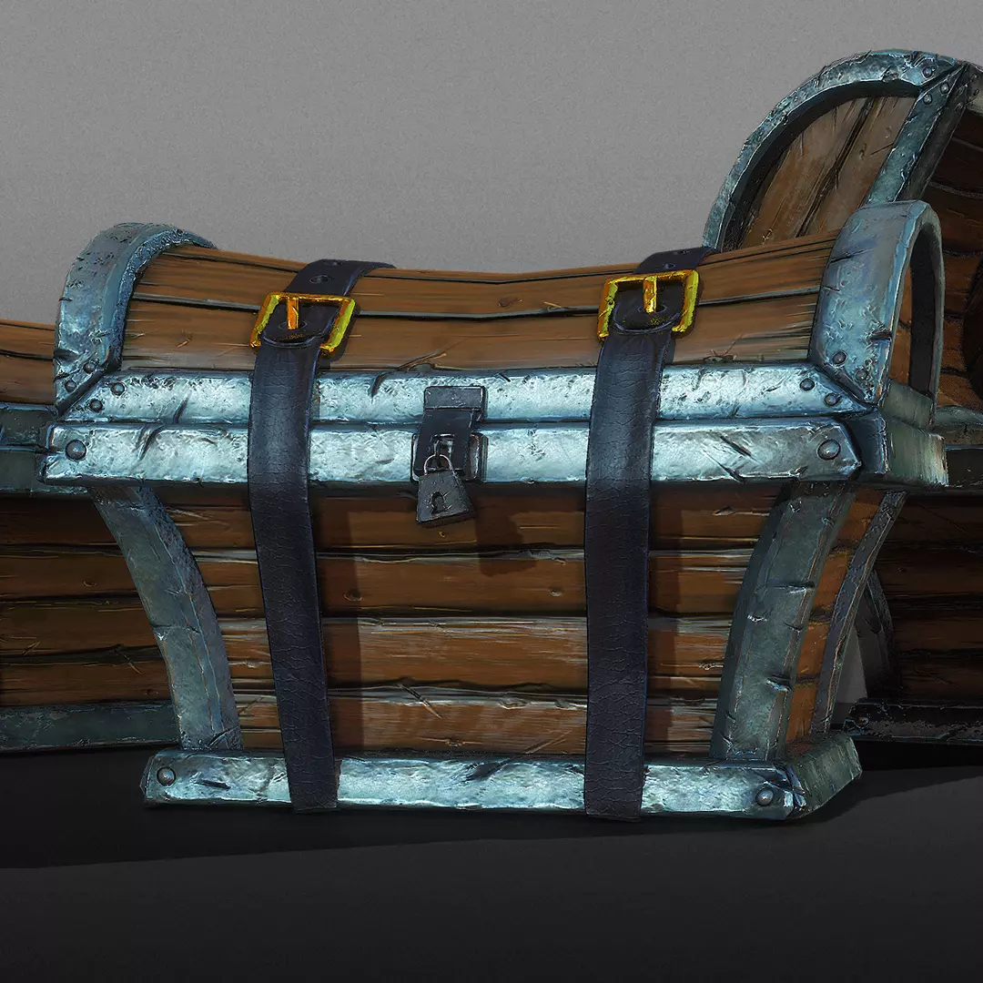 Treasure Chest Trunk - Game Ready Low-poly 3D model_0