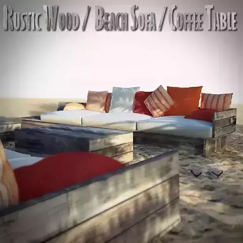 Rustic Wood Beach Furniture 3D model