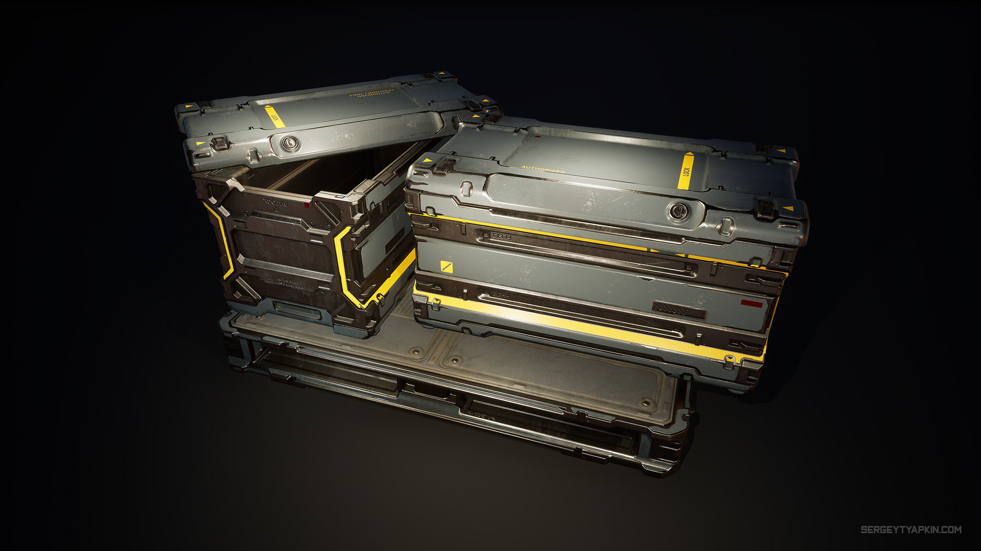 Sci-Fi Crates Pack - Game-Ready UE4 Assets Low-poly 3D model_3