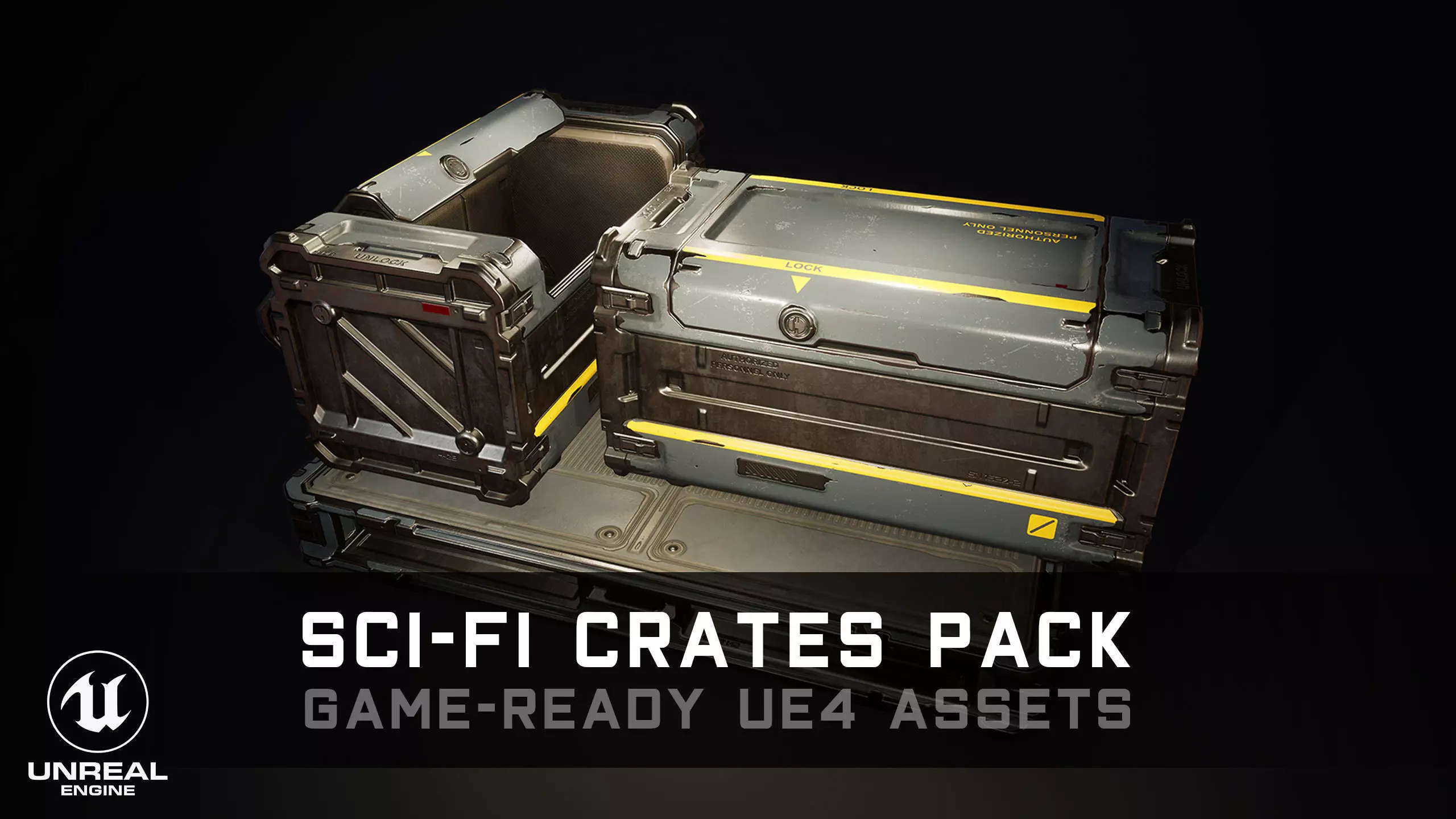 Sci-Fi Crates Pack - Game-Ready UE4 Assets Low-poly 3D model_0