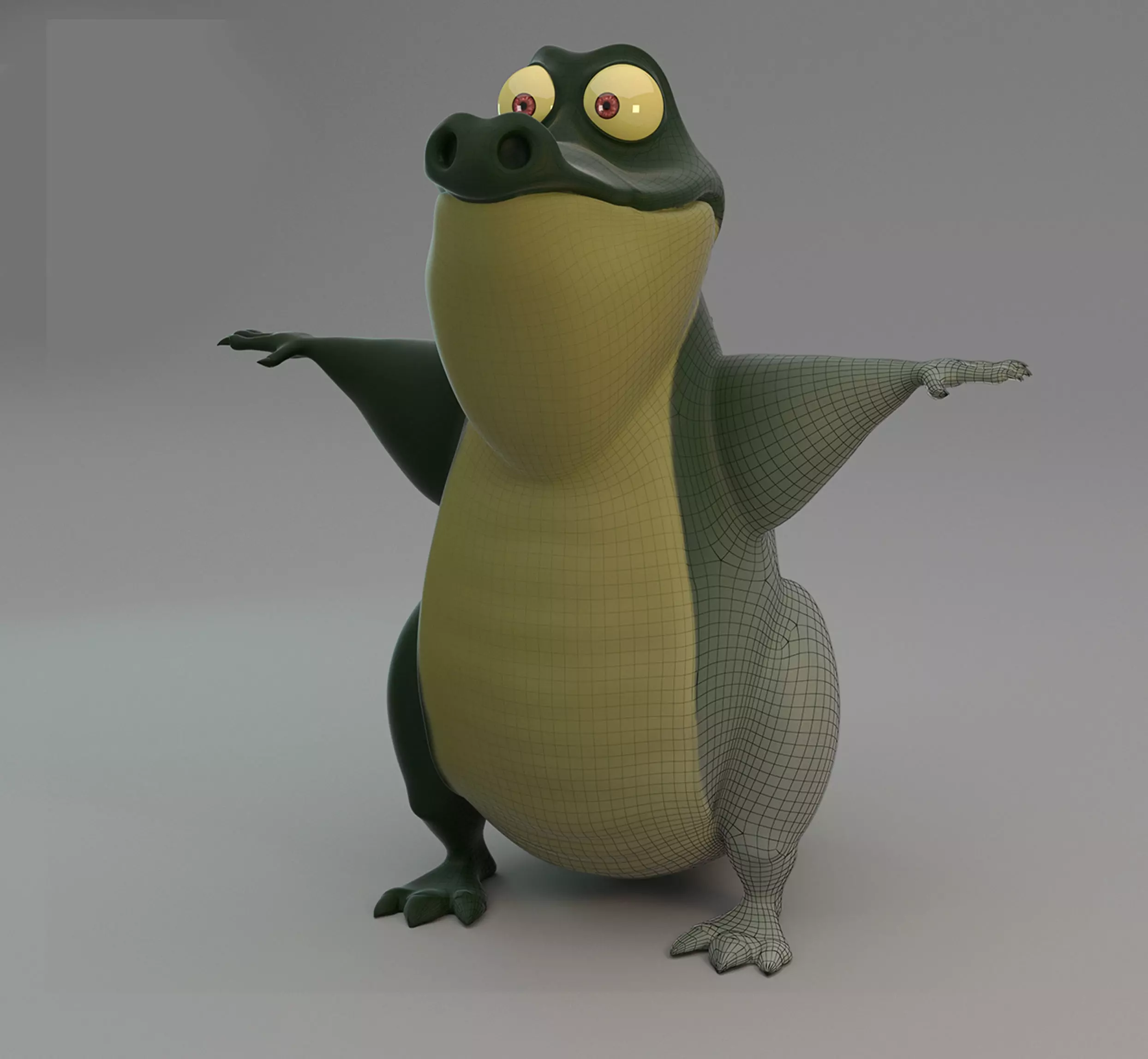 Stylized Crocodile Character 3D model_0