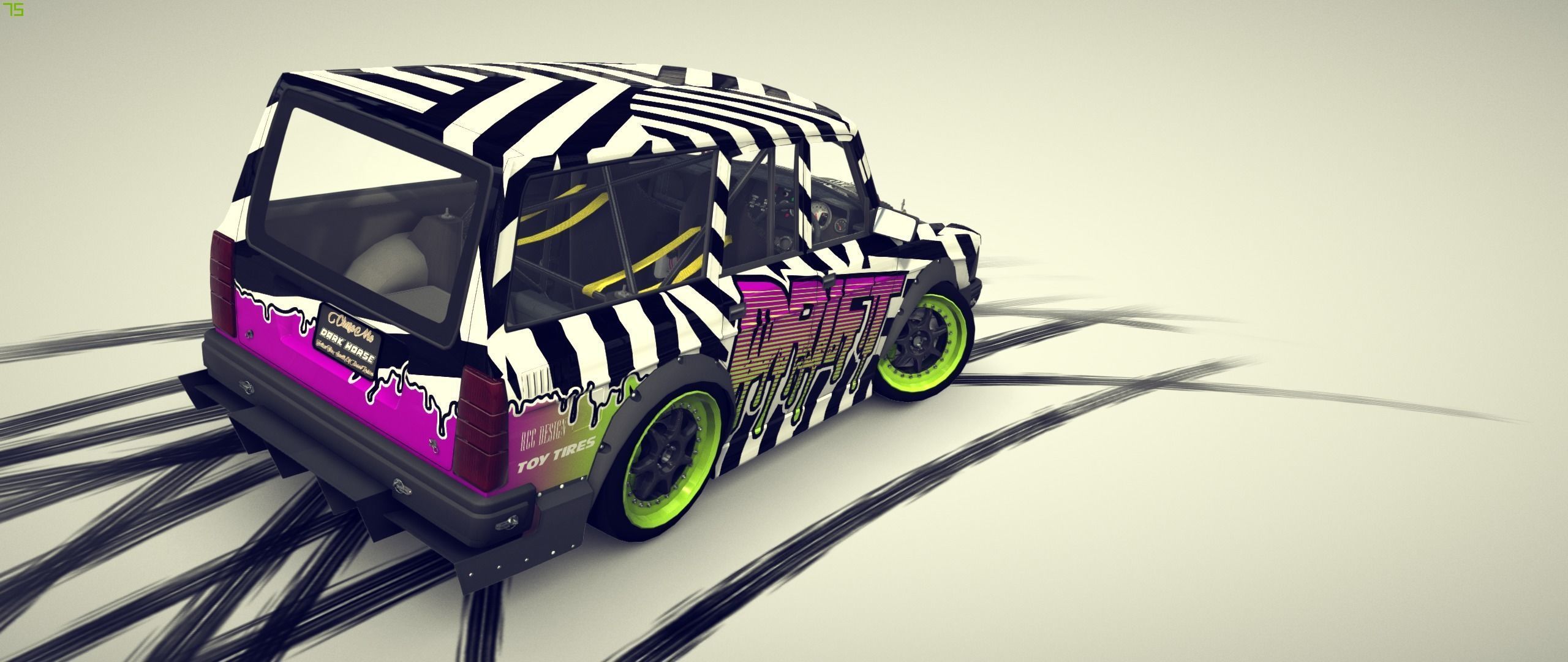 Cartoon Drift Car 3D model_13