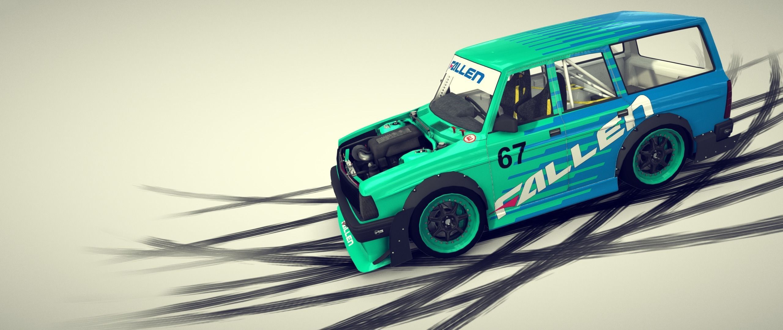 Cartoon Drift Car 3D model_10