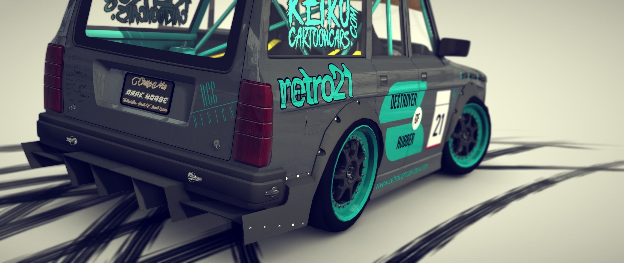 Cartoon Drift Car 3D model_2